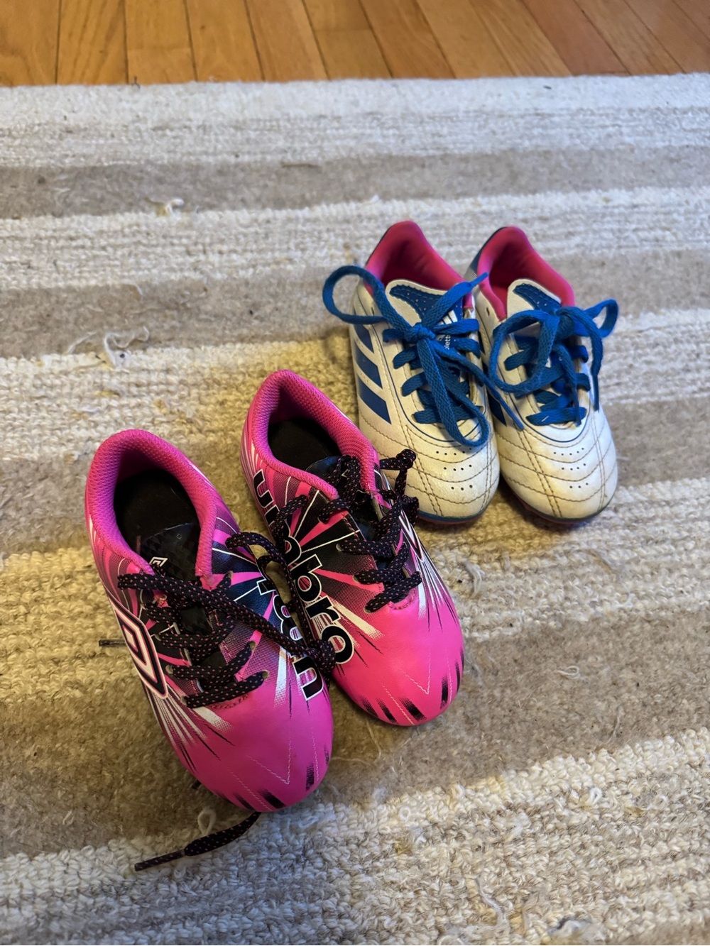 adidas Kids White Sneakers with Blue Accents